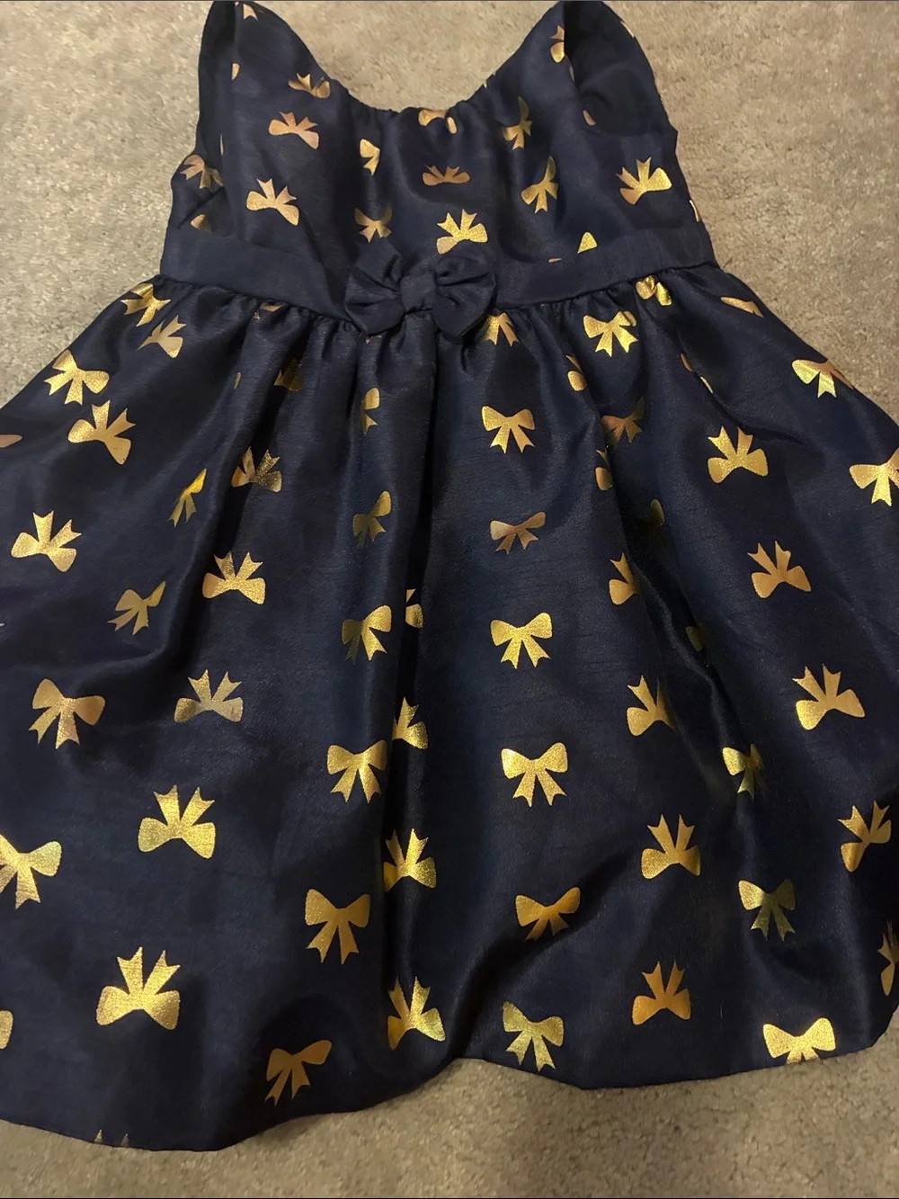 Gymboree Navy Dress with Gold Bow Accents